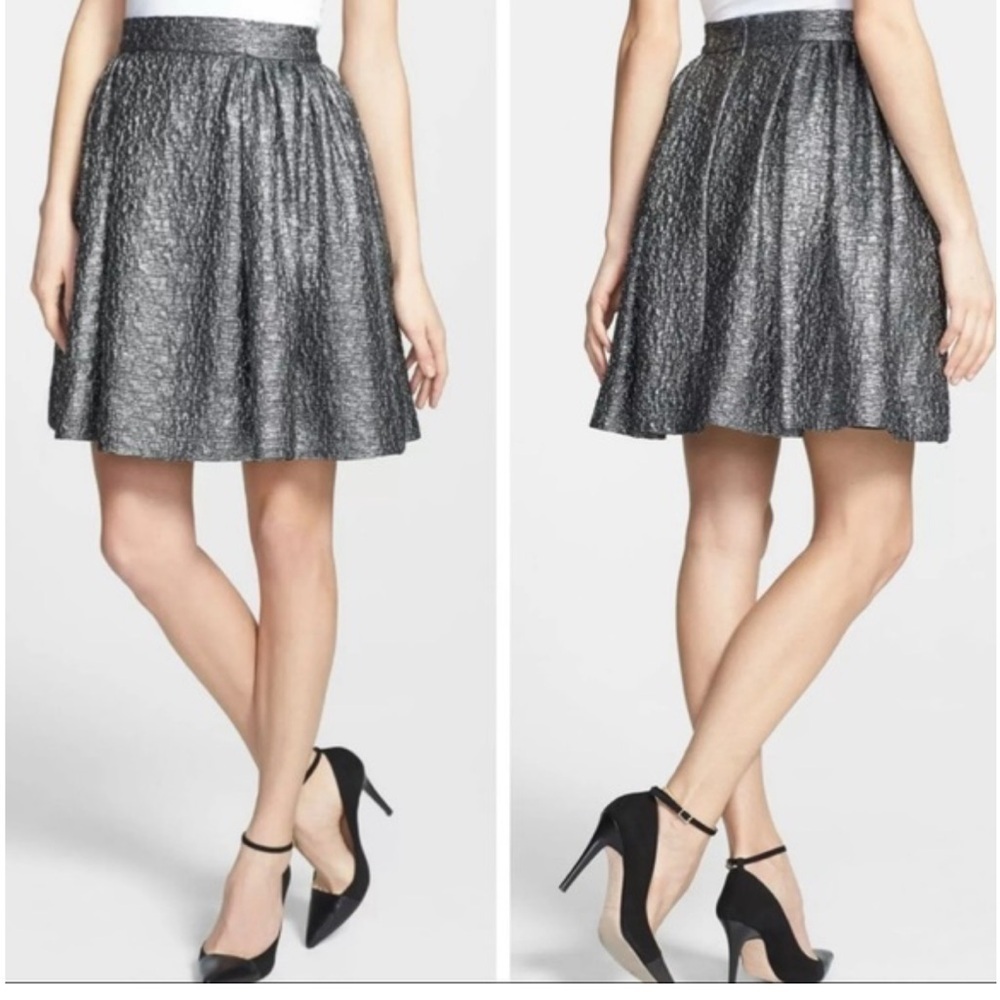 NWOT Kate Spade Shimmering Gunmetal Skater Skirt with Pockets